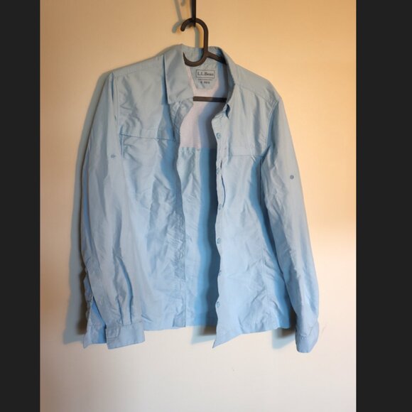 LL Bean Women’s Tropicwear Light Blue Long Sleeve Shirt Small Regular - Picture 3 of 9